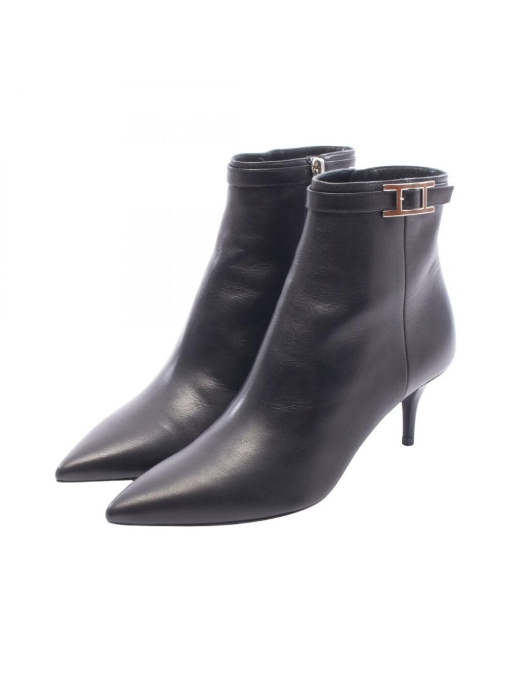 Hermes Boots Blanche Short Leather High Heels Pumps